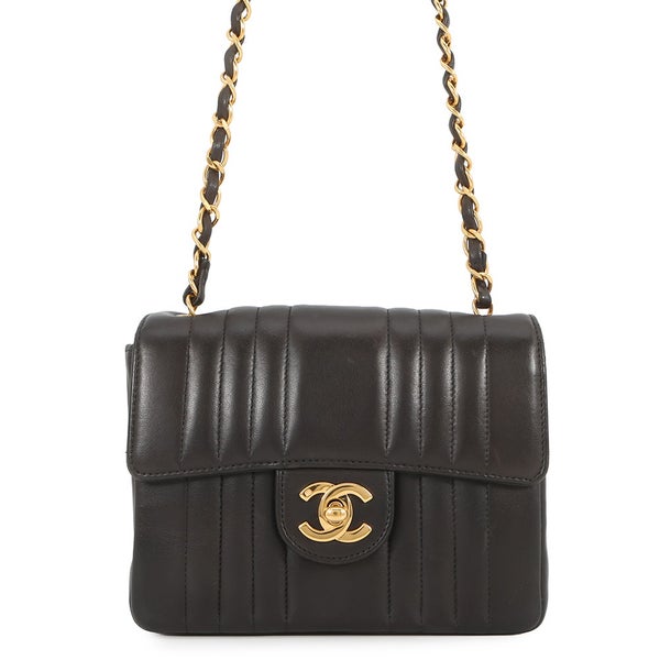 シャネル チェーンショルダーバッグ マドモアゼル ココマーク ラムスキン CHANEL 黒