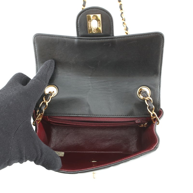 シャネル チェーンショルダーバッグ マドモアゼル ココマーク ラムスキン CHANEL 黒