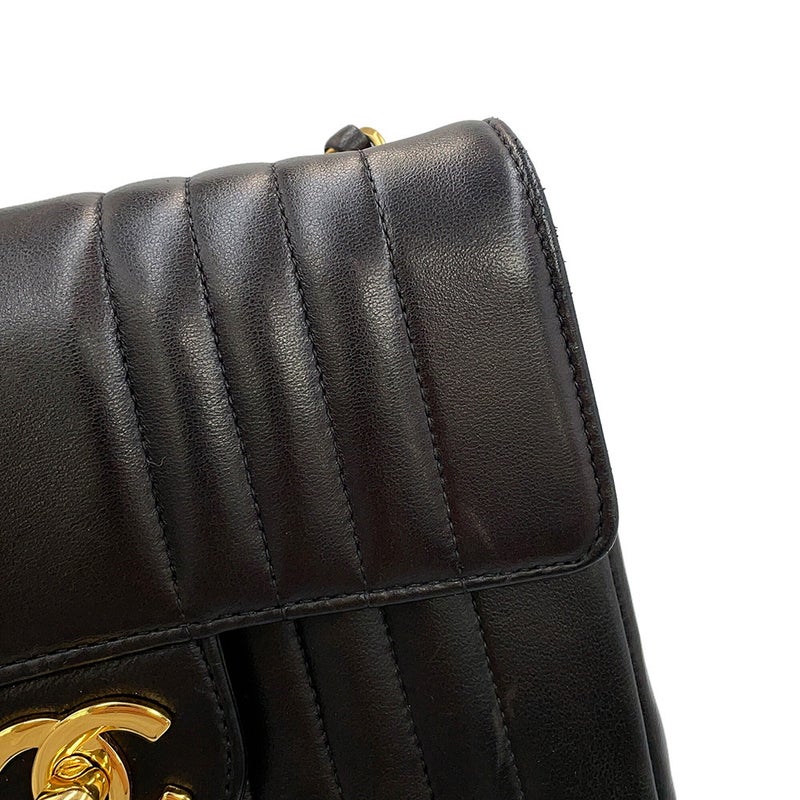 シャネル チェーンショルダーバッグ マドモアゼル ココマーク ラムスキン CHANEL 黒