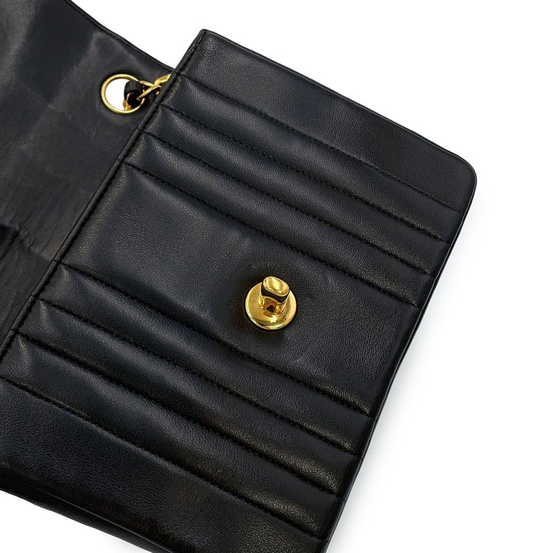 シャネル チェーンショルダーバッグ マドモアゼル ココマーク ラムスキン CHANEL 黒