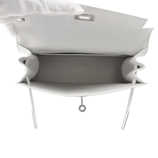 エルメス ショルダーバッグ ケリーダンス2 ニューホワイト/シルバー金具 スイフト K刻印 クラッチバッグ 白