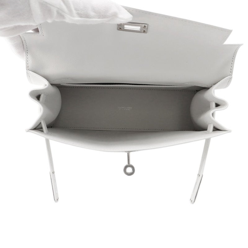 エルメス ショルダーバッグ ケリーダンス2 ニューホワイト/シルバー金具 スイフト K刻印 クラッチバッグ 白