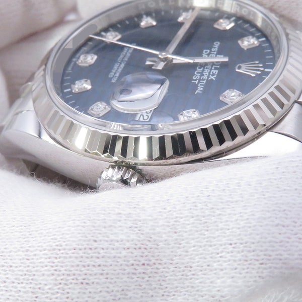 ロレックス デイトジャスト36 ランダムシリアル ルーレット 126234G ブルーフルーテッド文字盤 10Pダイヤモンド