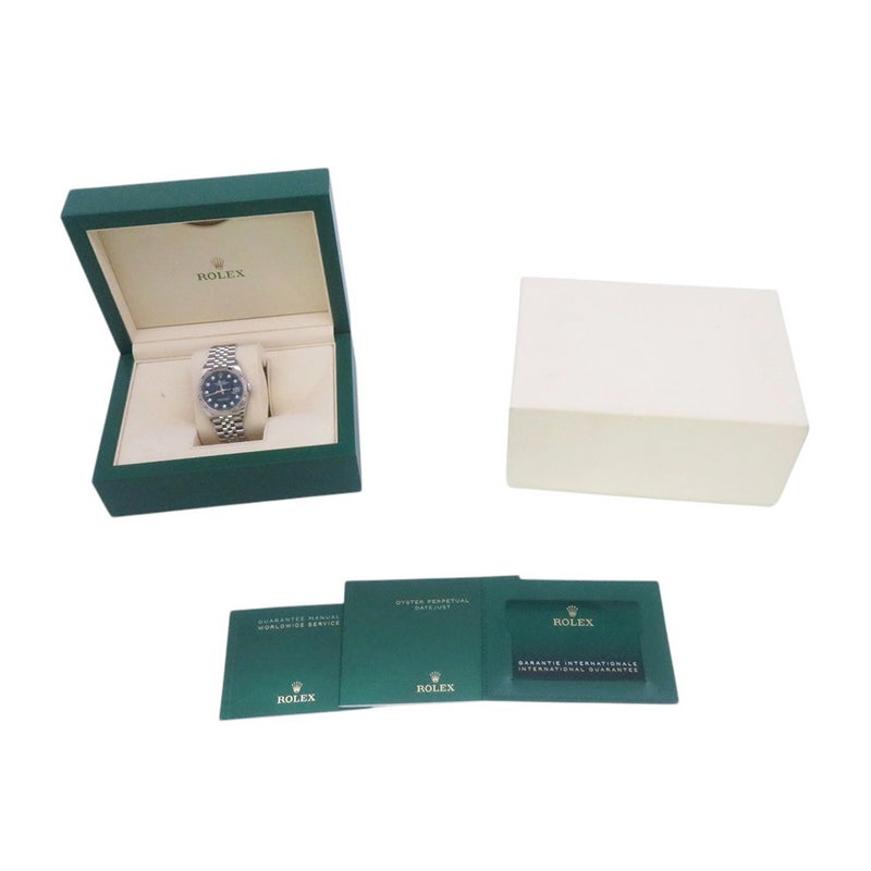 ロレックス デイトジャスト36 ランダムシリアル ルーレット 126234G ブルーフルーテッド文字盤 10Pダイヤモンド