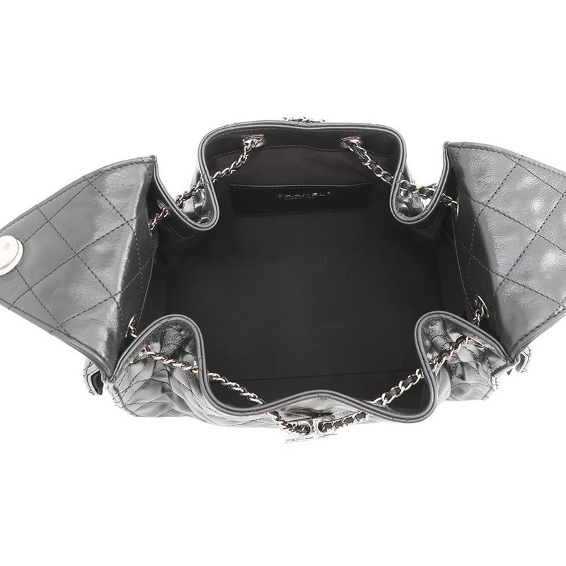 シャネル チェーンショルダーバッグ ココマーク CHANEL 25 スモール シャイニークランプルカーフスキンAS5293 黒