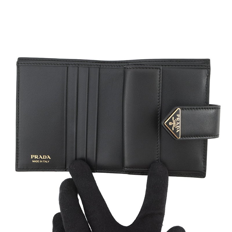 プラダ 二つ折り財布 シティカーフタブ 1MV204 PRADA 財布 黒