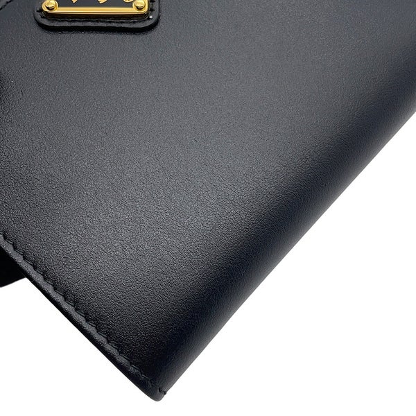 プラダ 二つ折り財布 トライアングルロゴ コンパクトウォレット レザー 1ML050 PRADA 黒