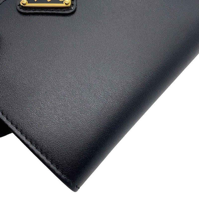 プラダ 二つ折り財布 トライアングルロゴ コンパクトウォレット レザー 1ML050 PRADA 黒