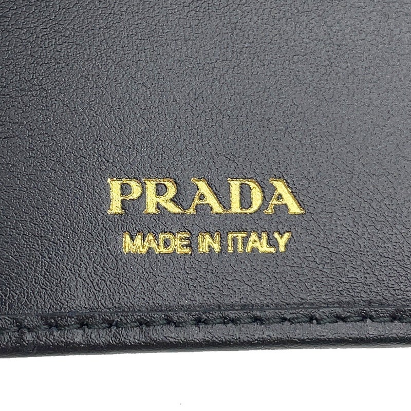 プラダ 二つ折り財布 トライアングルロゴ コンパクトウォレット レザー 1ML050 PRADA 黒