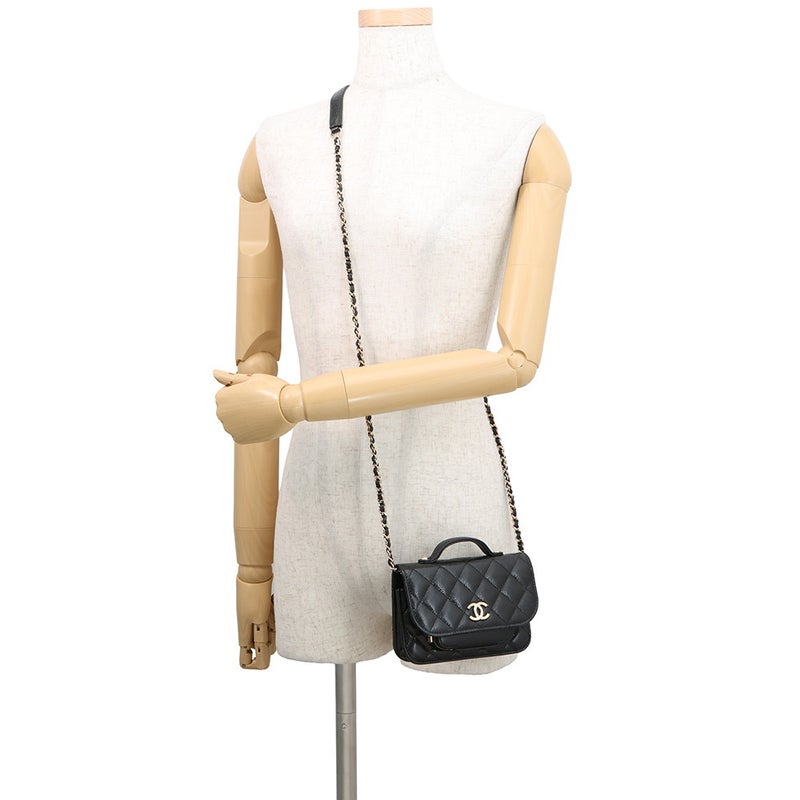 シャネル チェーンウォレット ココマーク ビジネスアフィニティ ミニ キャビアスキン AP2914 CHANEL 財布 黒