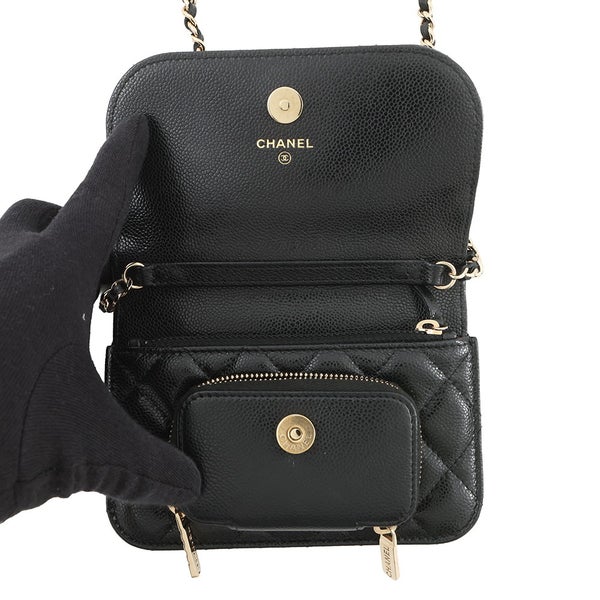シャネル チェーンウォレット ココマーク ビジネスアフィニティ ミニ キャビアスキン AP2914 CHANEL 財布 黒