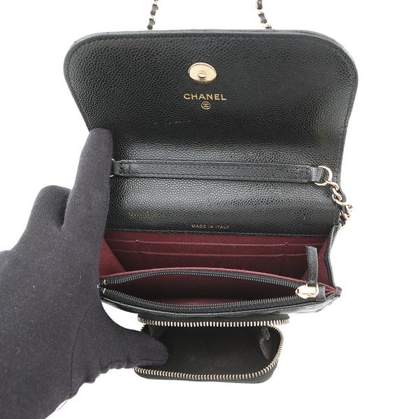 シャネル チェーンウォレット ココマーク ビジネスアフィニティ ミニ キャビアスキン AP2914 CHANEL 財布 黒