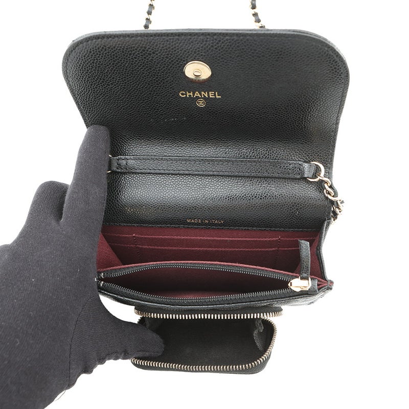 シャネル チェーンウォレット ココマーク ビジネスアフィニティ ミニ キャビアスキン AP2914 CHANEL 財布 黒