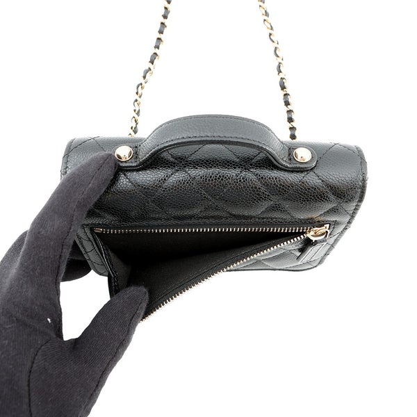 シャネル チェーンウォレット ココマーク ビジネスアフィニティ ミニ キャビアスキン AP2914 CHANEL 財布 黒