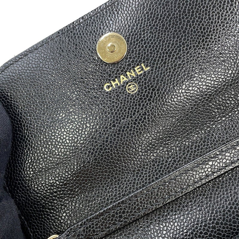 シャネル チェーンウォレット ココマーク ビジネスアフィニティ ミニ キャビアスキン AP2914 CHANEL 財布 黒