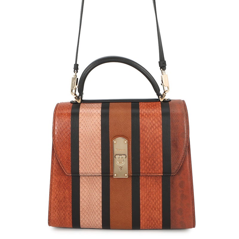 フェラガモ ハンドバッグ ボクシィズ ラージ パイソン リザード 21H941 Ferragamo 2way