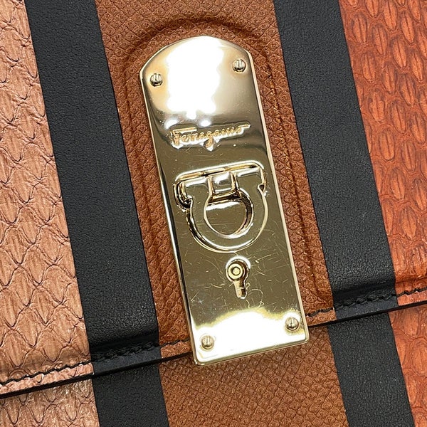 フェラガモ ハンドバッグ ボクシィズ ラージ パイソン リザード 21H941 Ferragamo 2way