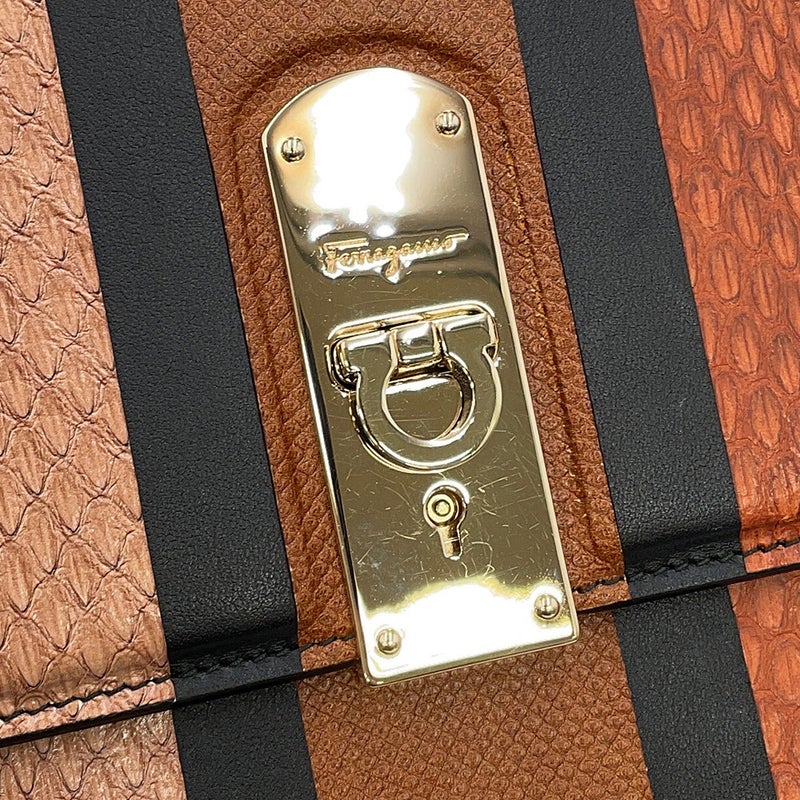 フェラガモ ハンドバッグ ボクシィズ ラージ パイソン リザード 21H941 Ferragamo 2way