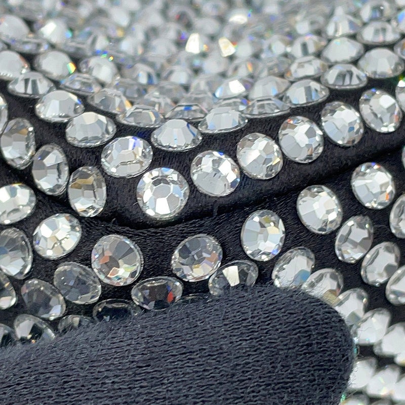 プラダ ショルダーバッグ トライアングルポーチ クリスタルビジュー サテン 1NQ044 PRADA 黒