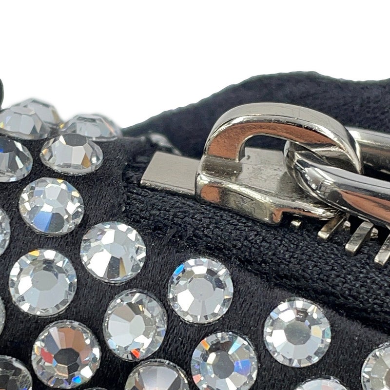 プラダ ショルダーバッグ トライアングルポーチ クリスタルビジュー サテン 1NQ044 PRADA 黒