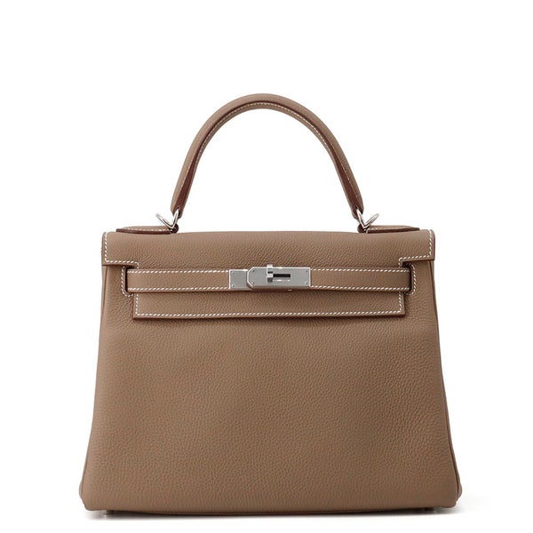 エルメス ハンドバッグ ケリー28 内縫い エトゥープ/シルバー金具  トゴ W刻印 ２wayショルダー