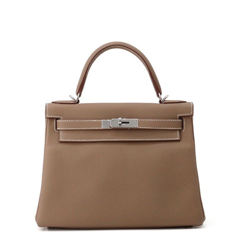 エルメス ハンドバッグ ケリー28 内縫い エトゥープ/シルバー金具  トゴ W刻印 ２wayショルダー