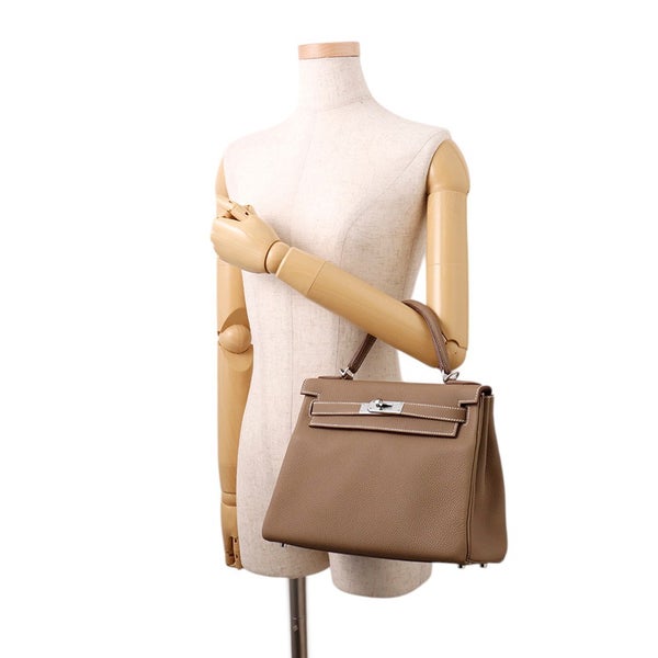 エルメス ハンドバッグ ケリー28 内縫い エトゥープ/シルバー金具  トゴ W刻印 ２wayショルダー