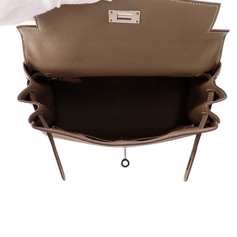 エルメス ハンドバッグ ケリー28 内縫い エトゥープ/シルバー金具  トゴ W刻印 ２wayショルダー