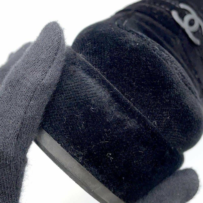 シャネル ローファー ココマーク 厚底 ベルベット レディースサイズ35 1/2C G39206 CHANEL 靴 黒 ヒール