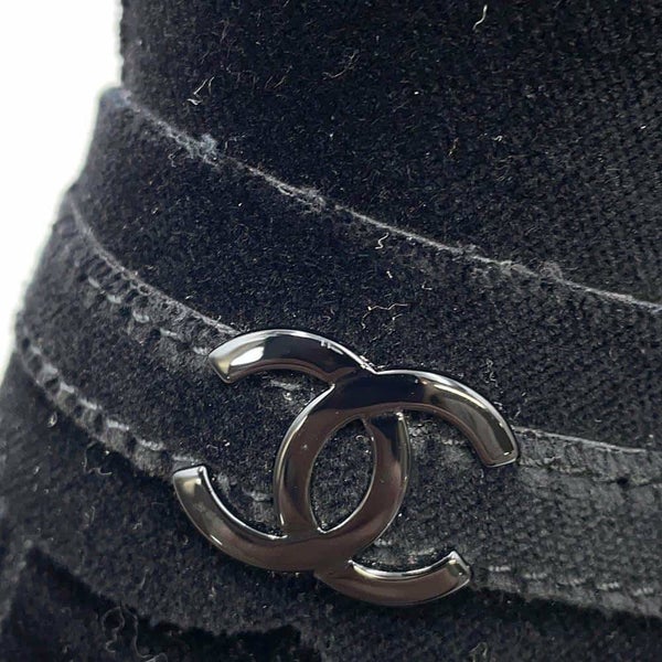 シャネル ローファー ココマーク 厚底 ベルベット レディースサイズ35 1/2C G39206 CHANEL 靴 黒 ヒール