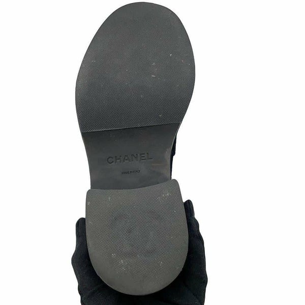 シャネル ローファー ココマーク 厚底 ベルベット レディースサイズ35 1/2C G39206 CHANEL 靴 黒 ヒール