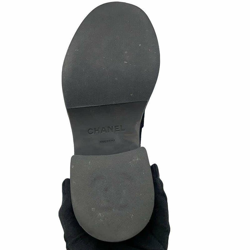 シャネル ローファー ココマーク 厚底 ベルベット レディースサイズ35 1/2C G39206 CHANEL 靴 黒 ヒール