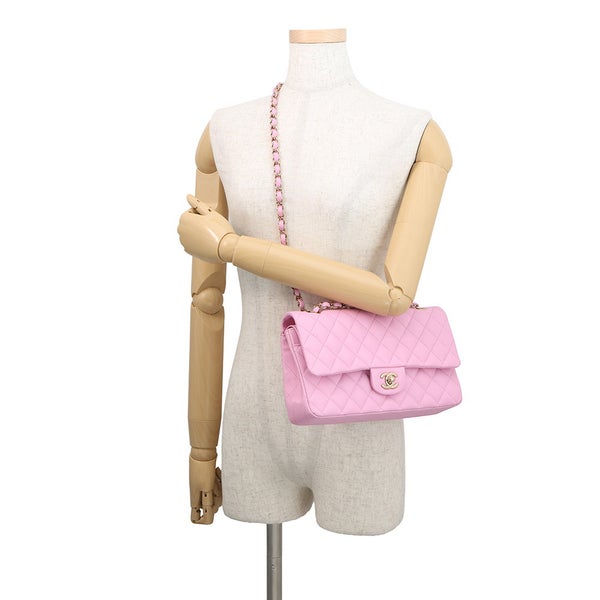 シャネル チェーンショルダーバッグ マトラッセ25 ココマーク ダブルチェーン キャビアスキン A01112 CHANEL