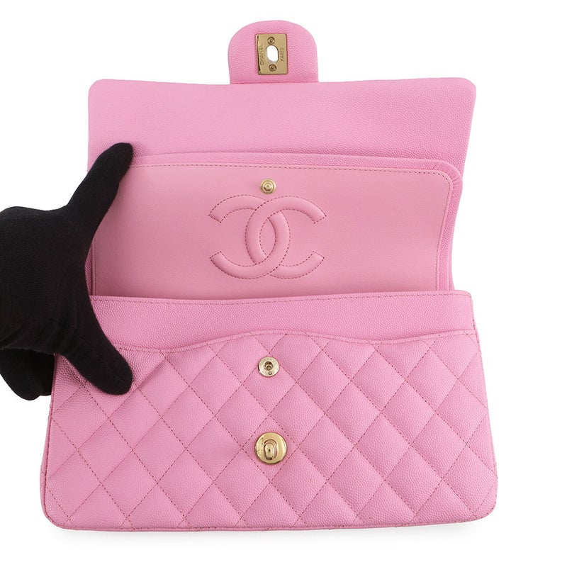 シャネル チェーンショルダーバッグ マトラッセ25 ココマーク ダブルチェーン キャビアスキン A01112 CHANEL