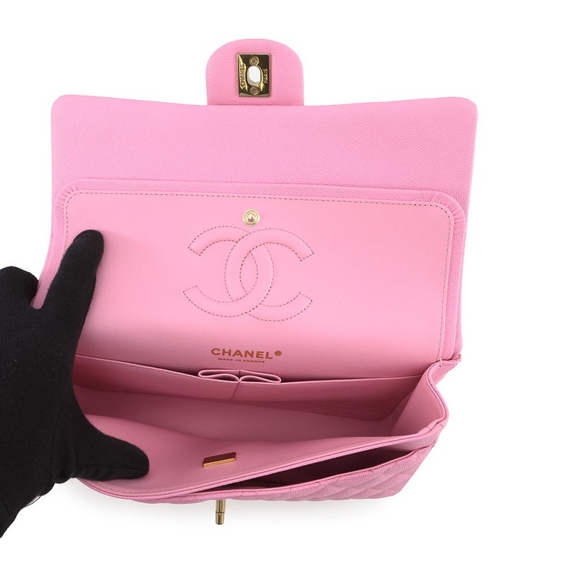 シャネル チェーンショルダーバッグ マトラッセ25 ココマーク ダブルチェーン キャビアスキン A01112 CHANEL