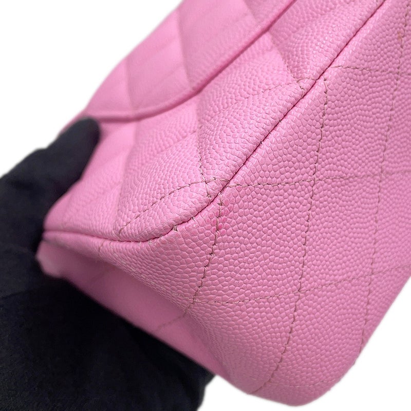 シャネル チェーンショルダーバッグ マトラッセ25 ココマーク ダブルチェーン キャビアスキン A01112 CHANEL