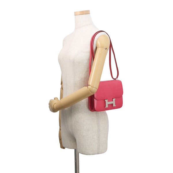エルメス ミニ コンスタンス3  ローズメキシコ/シルバー金具 リザード Y刻印 HERMES バッグ