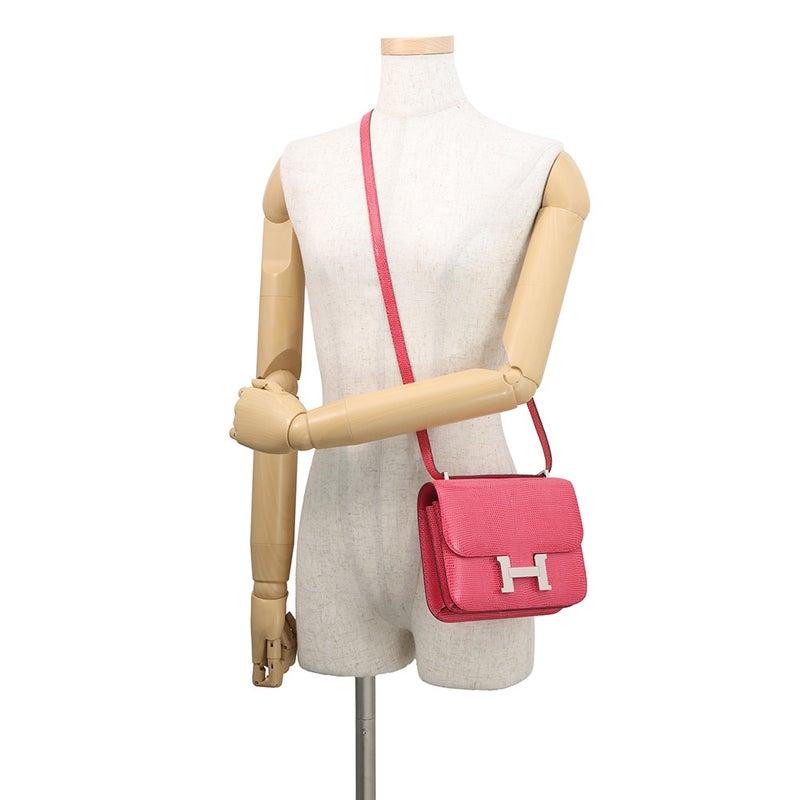 エルメス ミニ コンスタンス3  ローズメキシコ/シルバー金具 リザード Y刻印 HERMES バッグ