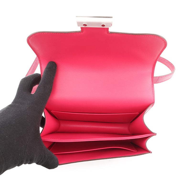 エルメス ミニ コンスタンス3  ローズメキシコ/シルバー金具 リザード Y刻印 HERMES バッグ