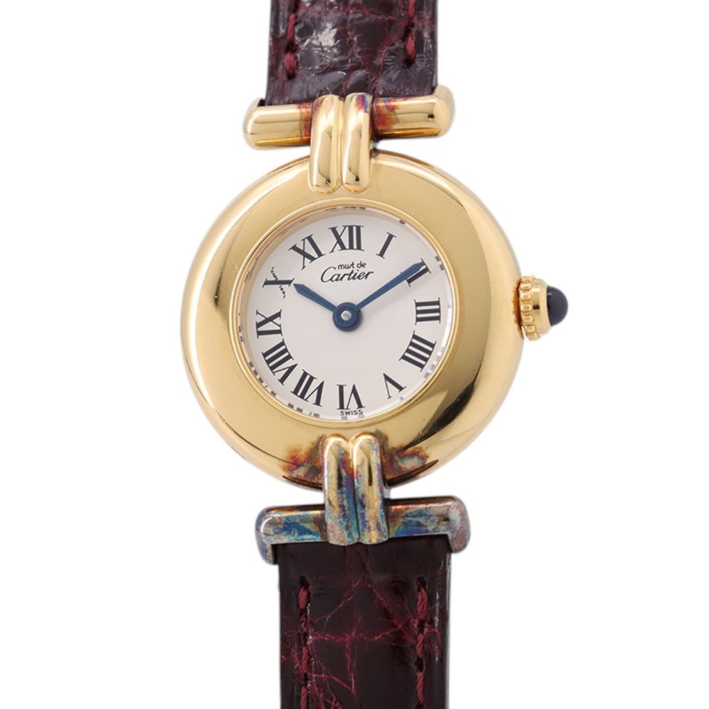 カルティエ Cartier 腕時計 マストコリゼ SM ヴェルメイユ W1011554 ホワイト文字盤 ローマンインデックス アリゲーターレザーベルト GP クオーツアナログ Cartier】カルティエ『マストコリゼ ヴェルメイユ SM』W1011554