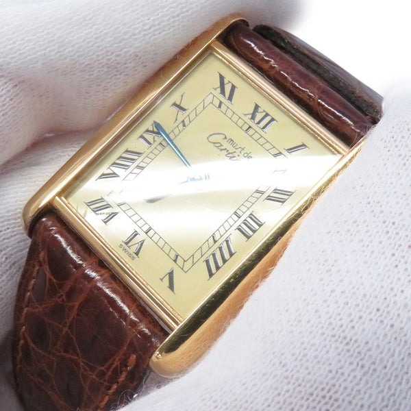 カルティエ マストタンク LM ヴェルメイユ 681006 Cartier 腕時計 アイボリー文字盤