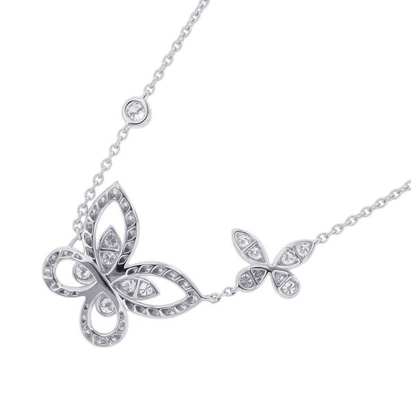 グラフ ネックレス ダブル バタフライ シルエット ダイヤモンド ペンダント ダイヤ 計0.53ct K18WGホワイトゴールド RGP745