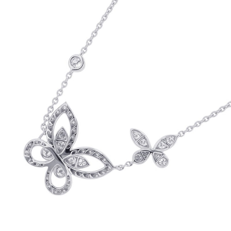 グラフ ネックレス ダブル バタフライ シルエット ダイヤモンド ペンダント ダイヤ 計0.53ct K18WGホワイトゴールド RGP745