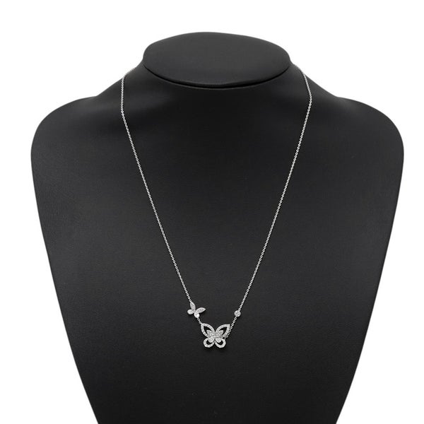 グラフ ネックレス ダブル バタフライ シルエット ダイヤモンド ペンダント ダイヤ 計0.53ct K18WGホワイトゴールド RGP745