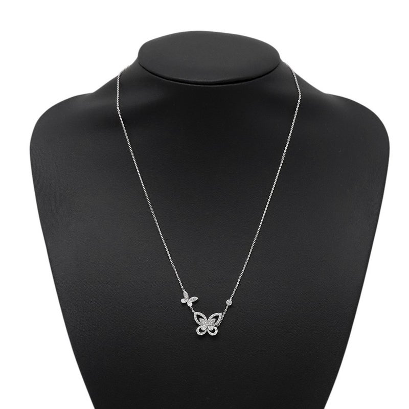 グラフ ネックレス ダブル バタフライ シルエット ダイヤモンド ペンダント ダイヤ 計0.53ct K18WGホワイトゴールド RGP745