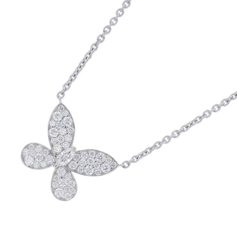 グラフ ネックレス パヴェ バタフライ ダイヤモンド ミニ ペンダント ダイヤ 計約0.55ct K18WGホワイトゴールド RGP550