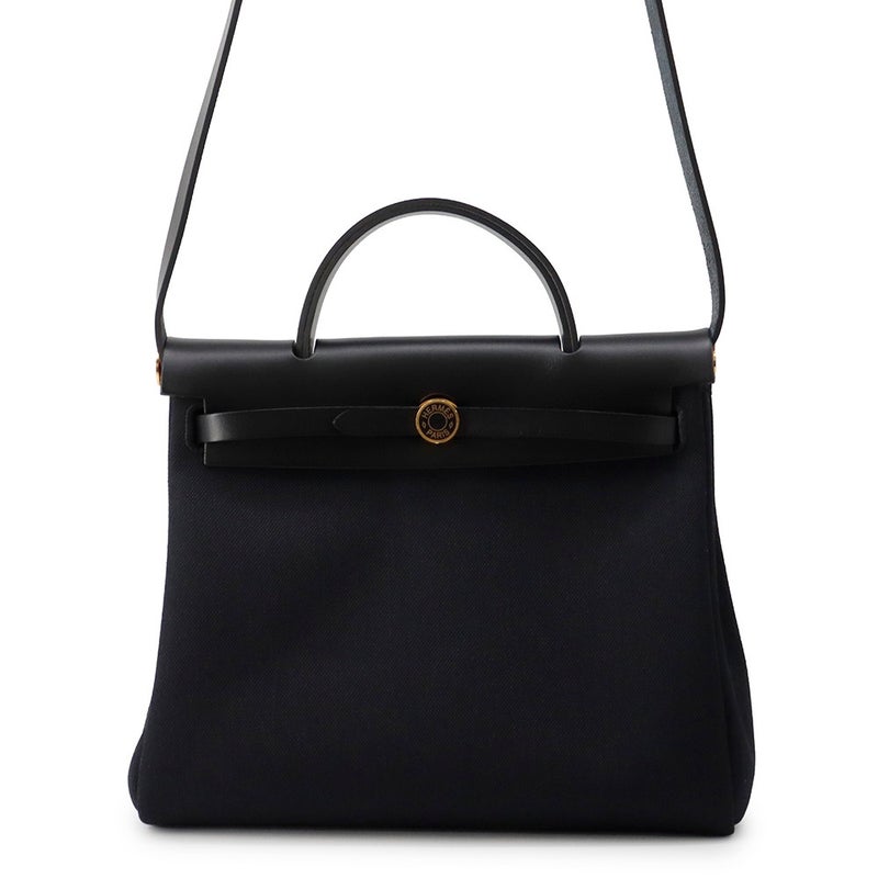 エルメス エールバッグジップPM ルトゥルネ ブラック/ゴールド金具/ラッカー金具 トワルミリタリー/ヴァッシュハンター W刻印 ２way 黒