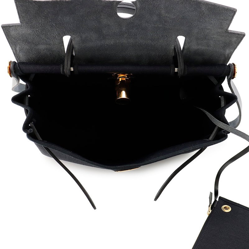 エルメス エールバッグジップPM ルトゥルネ ブラック/ゴールド金具/ラッカー金具 トワルミリタリー/ヴァッシュハンター W刻印 ２way 黒