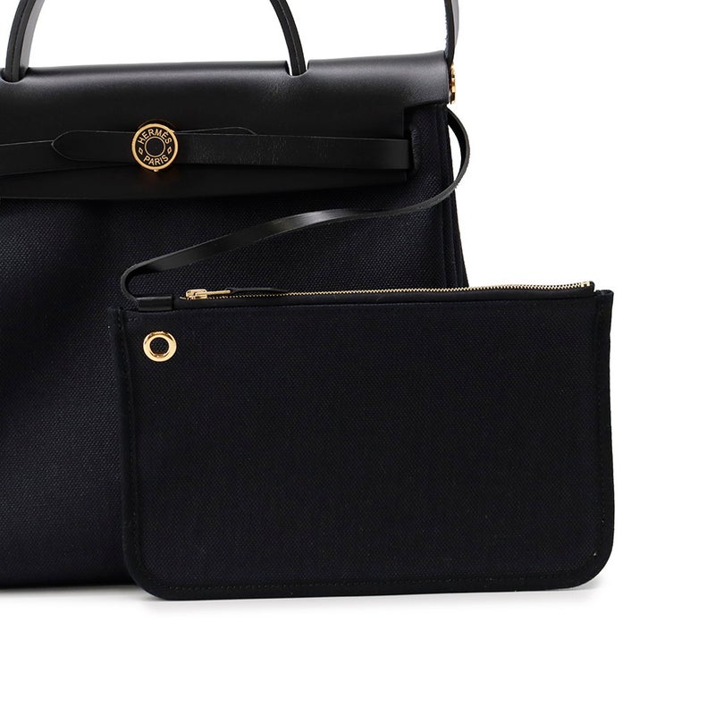 エルメス エールバッグジップPM ルトゥルネ ブラック/ゴールド金具/ラッカー金具 トワルミリタリー/ヴァッシュハンター W刻印 ２way 黒