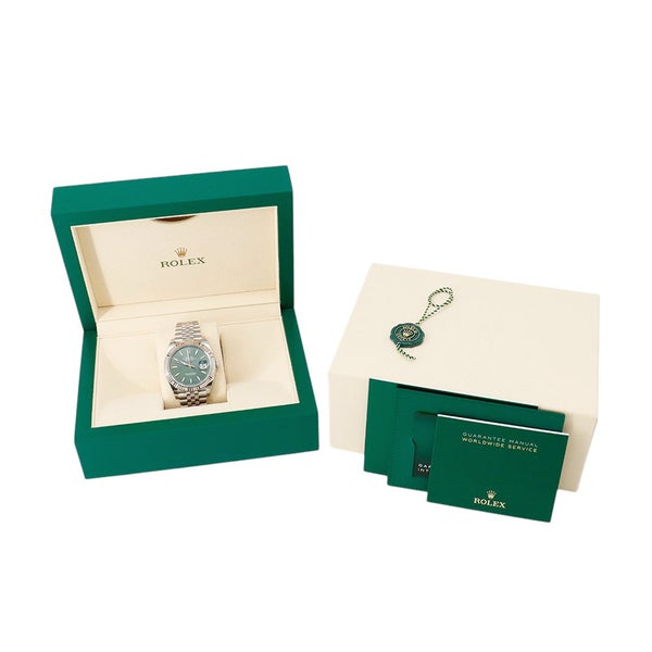 ロレックス デイトジャスト41 SS/K18WG ランダムシリアル ルーレット 126334 ROLEX 腕時計 ミントグリーン文字盤